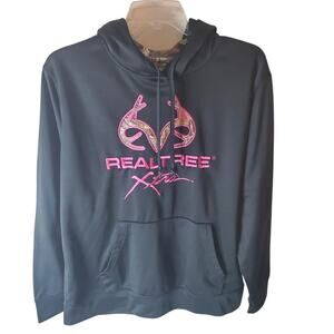 Realtree Black Hoodie with Pink Camo Logo, Large